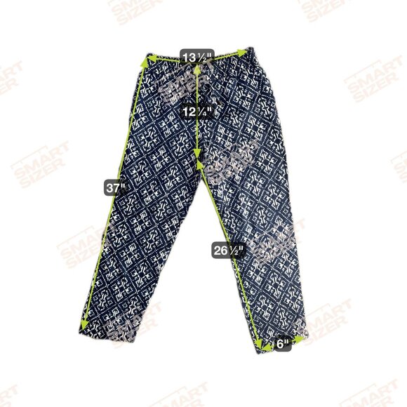 Style Co Linen Pants Womens 4‎ Blue White Elastic Waist Pull On Loose Geometric - Picture 2 of 8